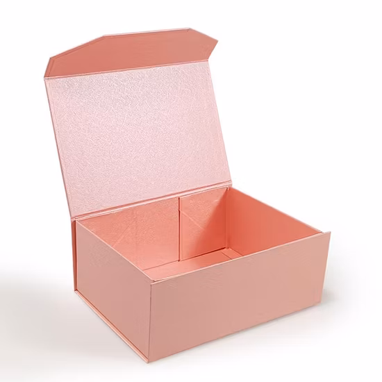 Rigid Paper Tote Portable Flip Folding Clothing Shoes Box with Magnetic Lid