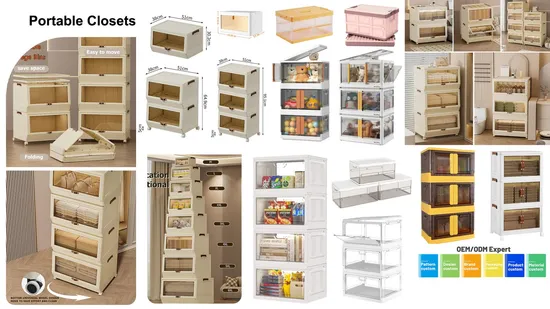 Japane-Style Home Folding Storage Box Three-Door Household Plastic Storage Box Car Sorting Box Multi-Layer Thickened Storage Cabinet